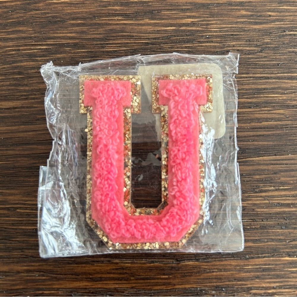 Stoney Clover Lane Bubblegum Glitter Varsity Letter U Patch